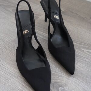 Zara Black Women's Slingback Heels